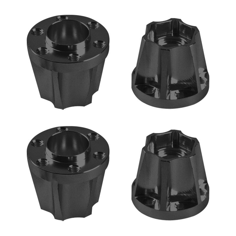 Vgoohobby Metal RC 12mm Wheel Hex Hub Extension Combiner Compatible with 1.9/2.2inch Wheel Rim Axial SCX10 Traxxas TRX4 D90 1/10 RC Crawler (18mm, Black) - Image 1